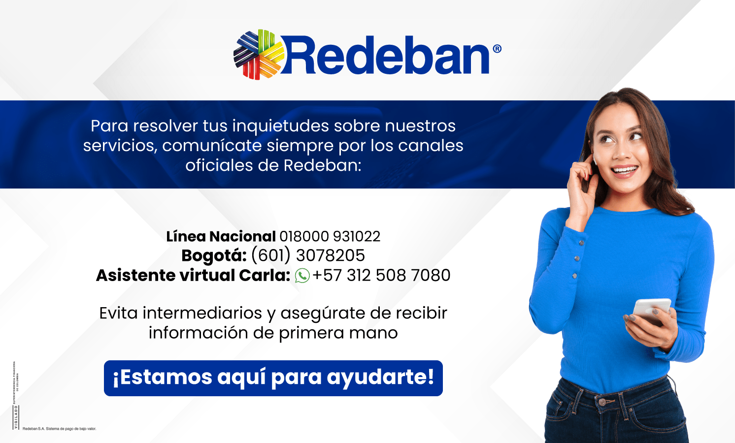 Canales oficiales de atención Redeban